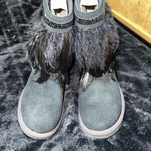 UGG Black Feathered Ankle Boots